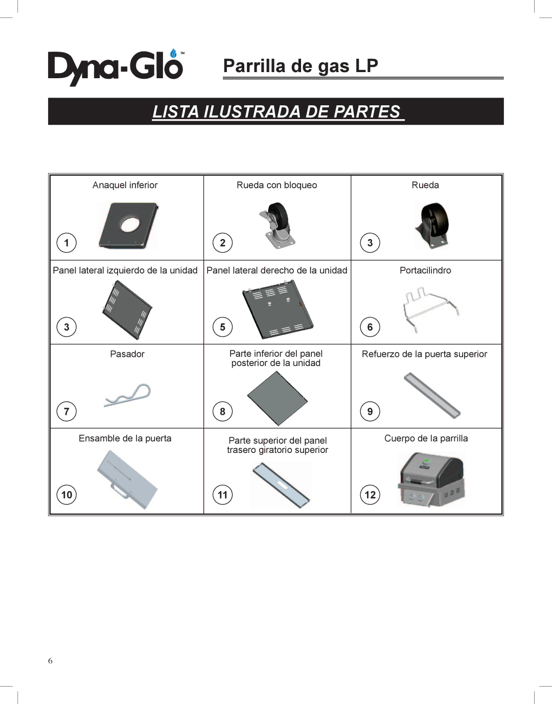 Dyna-Glo DGP350NP-D user manual Lista Ilustrada DE Partes 