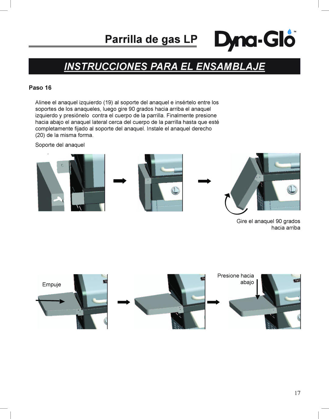 Dyna-Glo DGP350NP-D user manual Parrilla de gas LP 