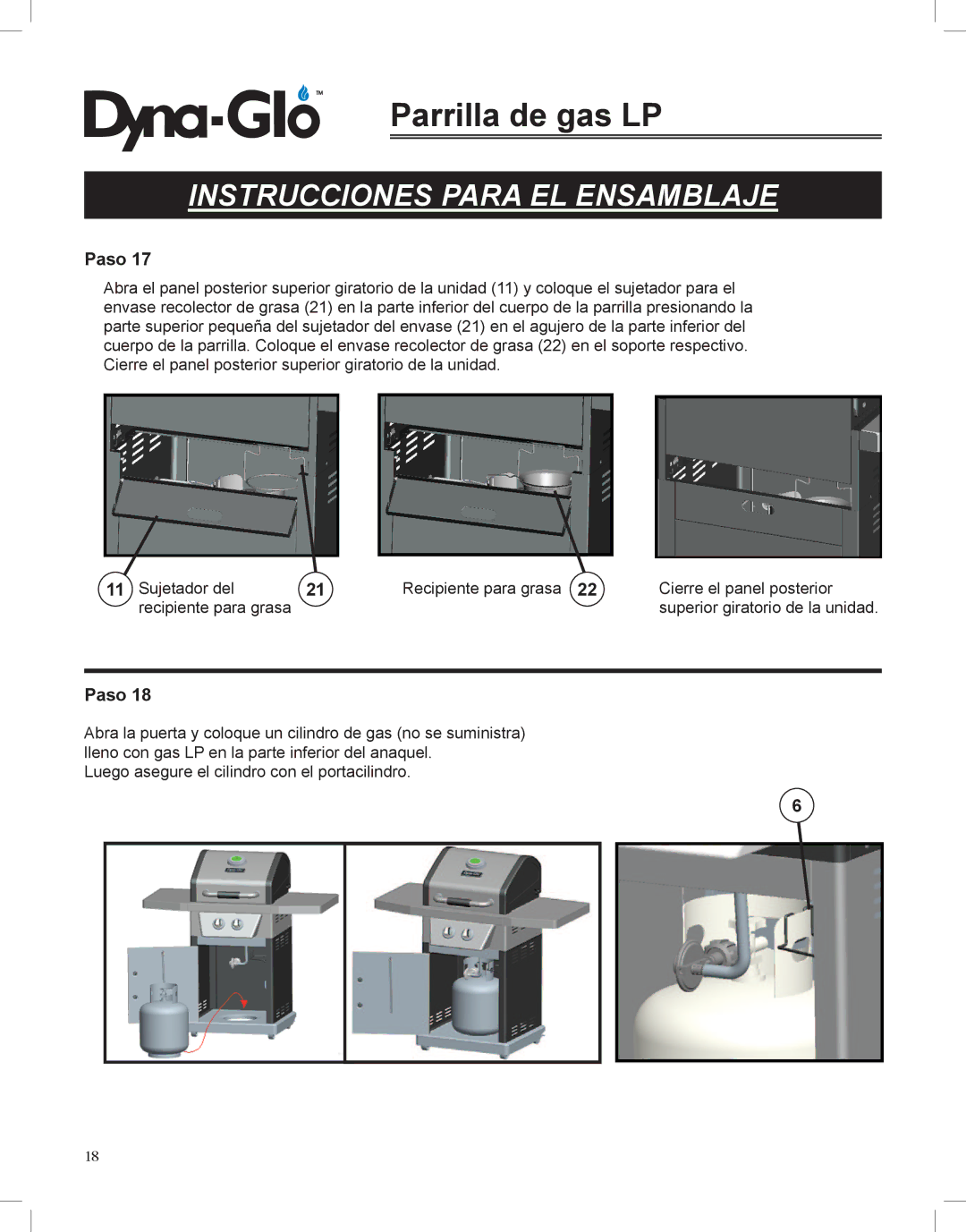 Dyna-Glo DGP350NP-D user manual Parrilla de gas LP 