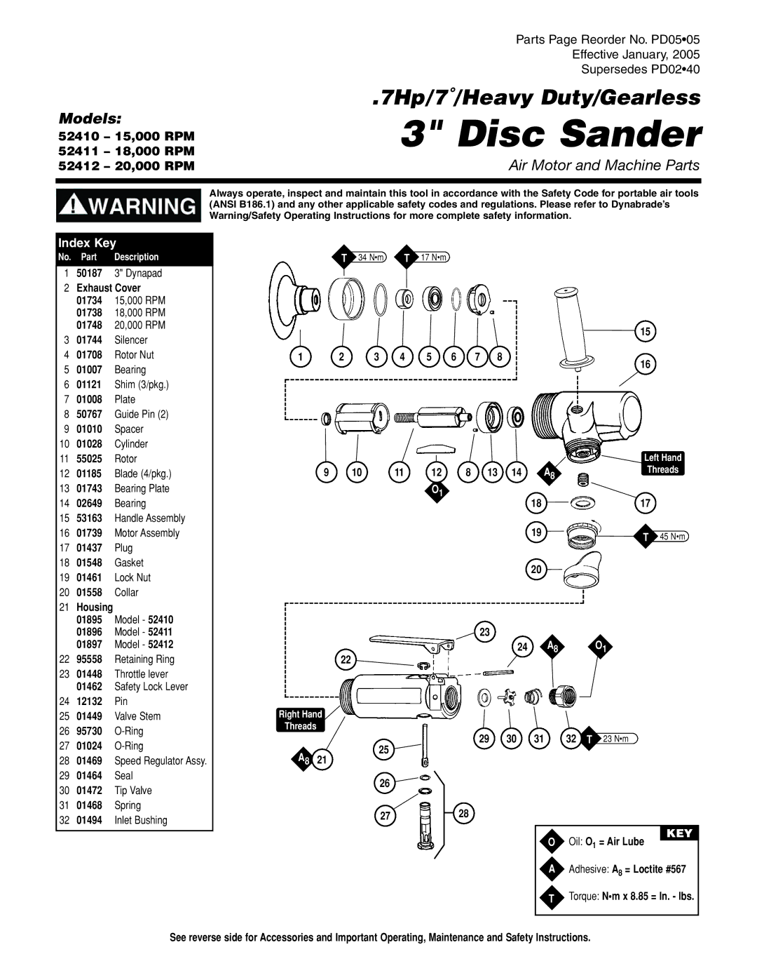 Dynabrade 52410 15000 RPM operating instructions Disc Sander 