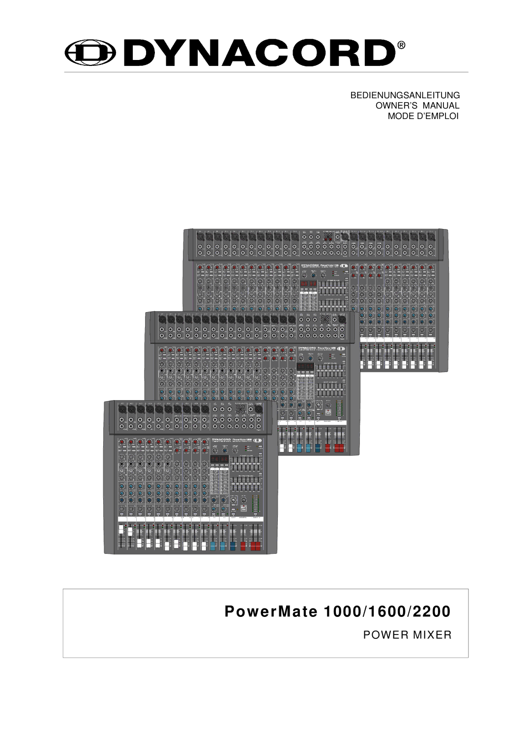 Dynacord owner manual W e r M ate 1000/1600/2200 