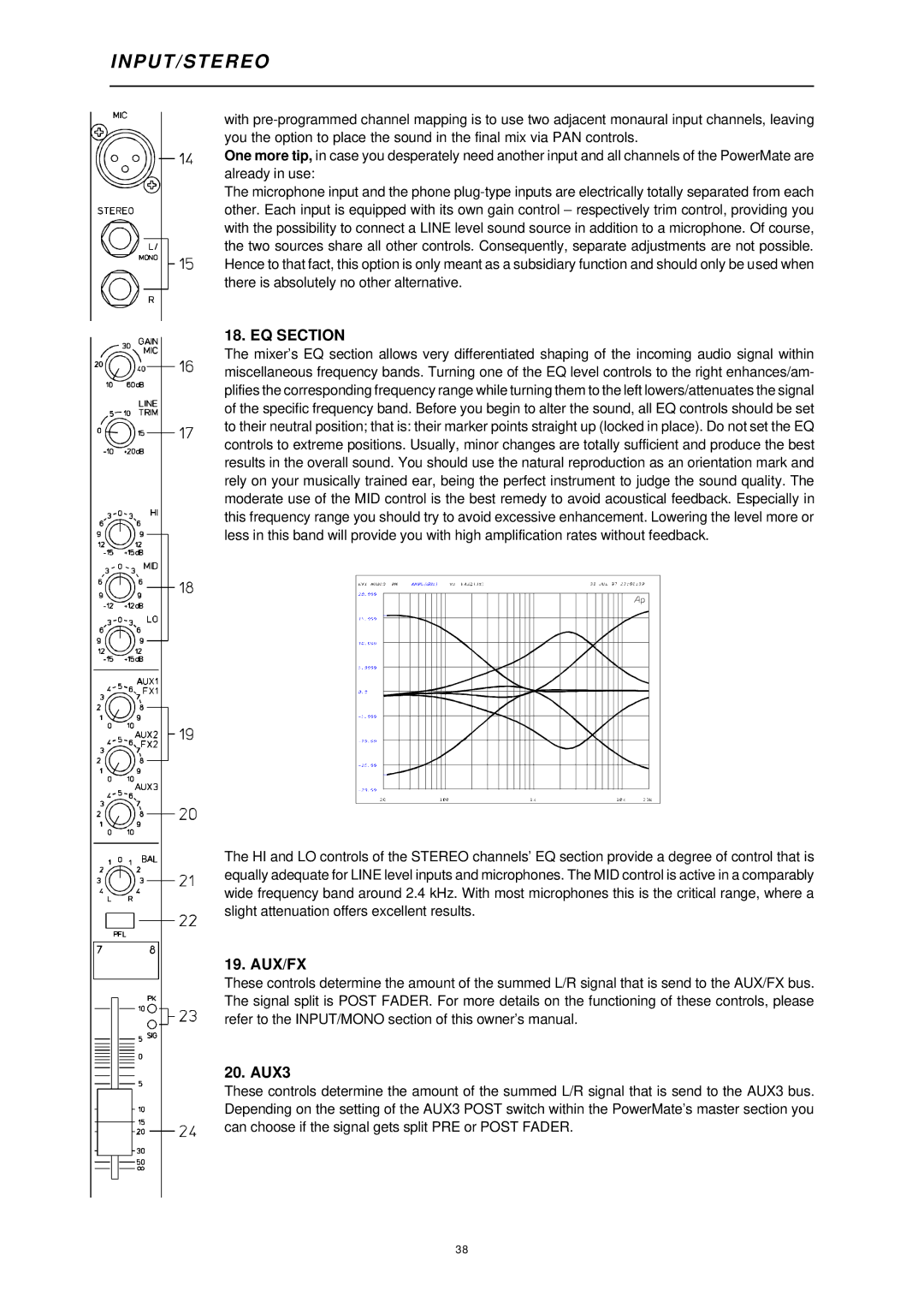 Dynacord 1000 owner manual EQ Section, AUX/FX AUX3 