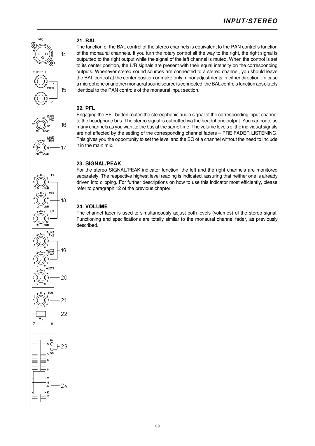 Dynacord 1000 owner manual Bal, Signal/Peak 