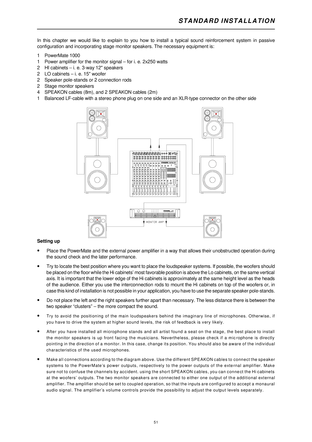 Dynacord 1000 owner manual Setting up 