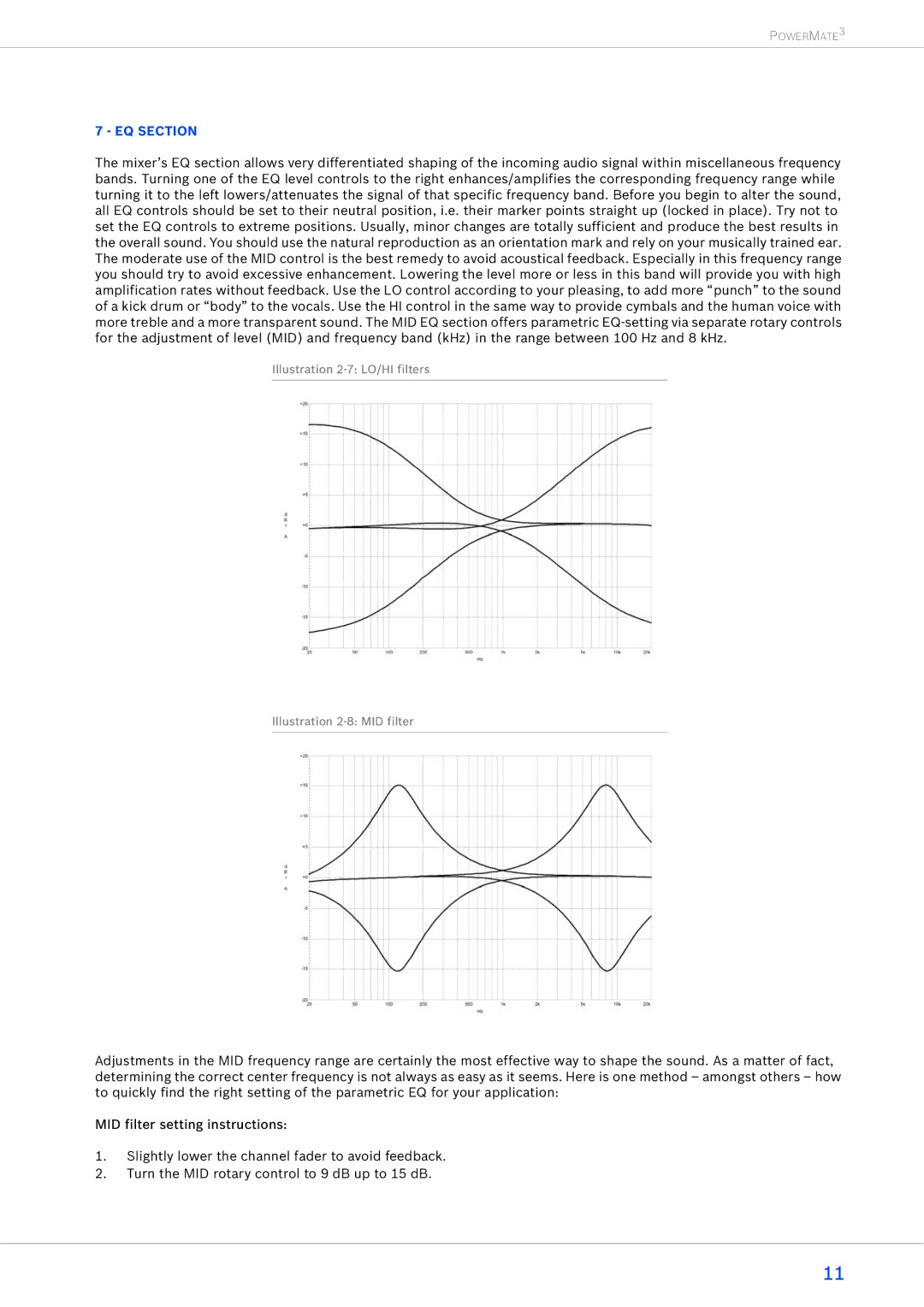 Dynacord 1000-3, 2200-3, 1600-3 owner manual EQ Section 