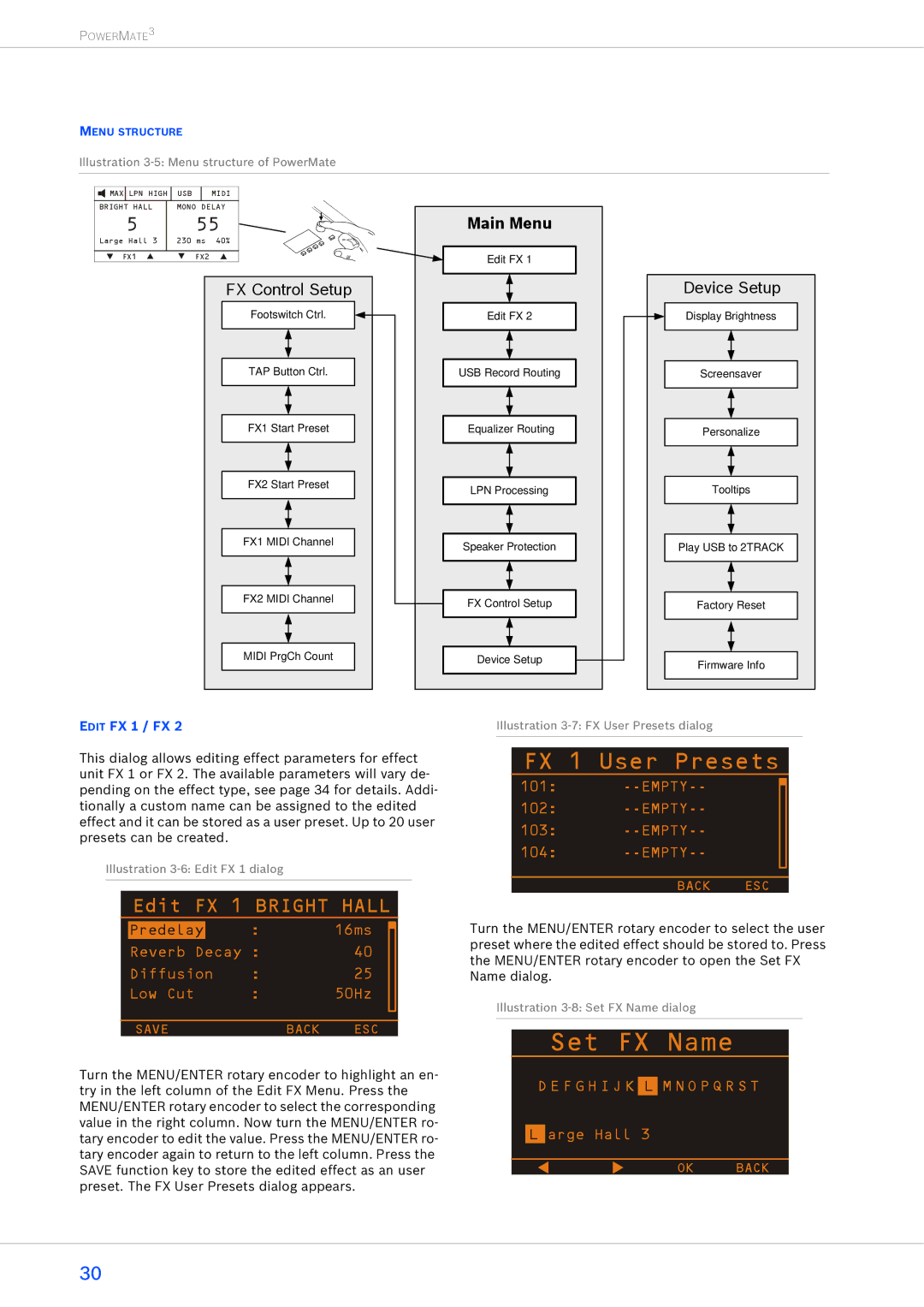 Dynacord 2200-3, 1600-3, 1000-3 owner manual FX Control Setup, Edit FX 1 / FX 