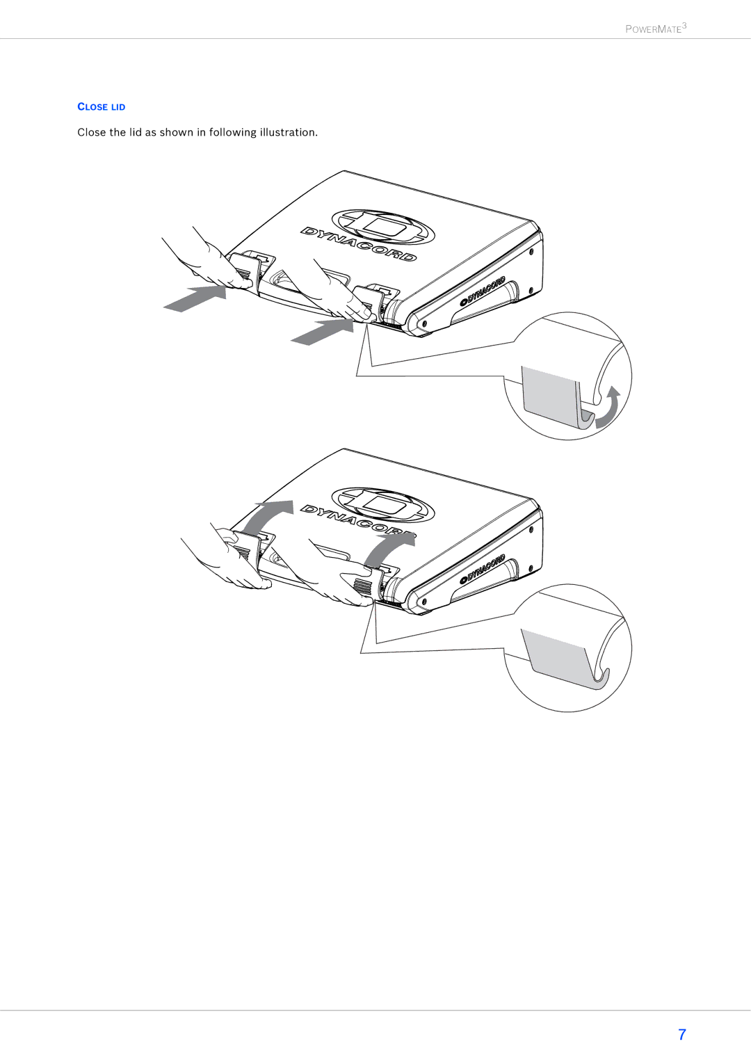 Dynacord 1600-3, 2200-3, 1000-3 owner manual Close the lid as shown in following illustration 