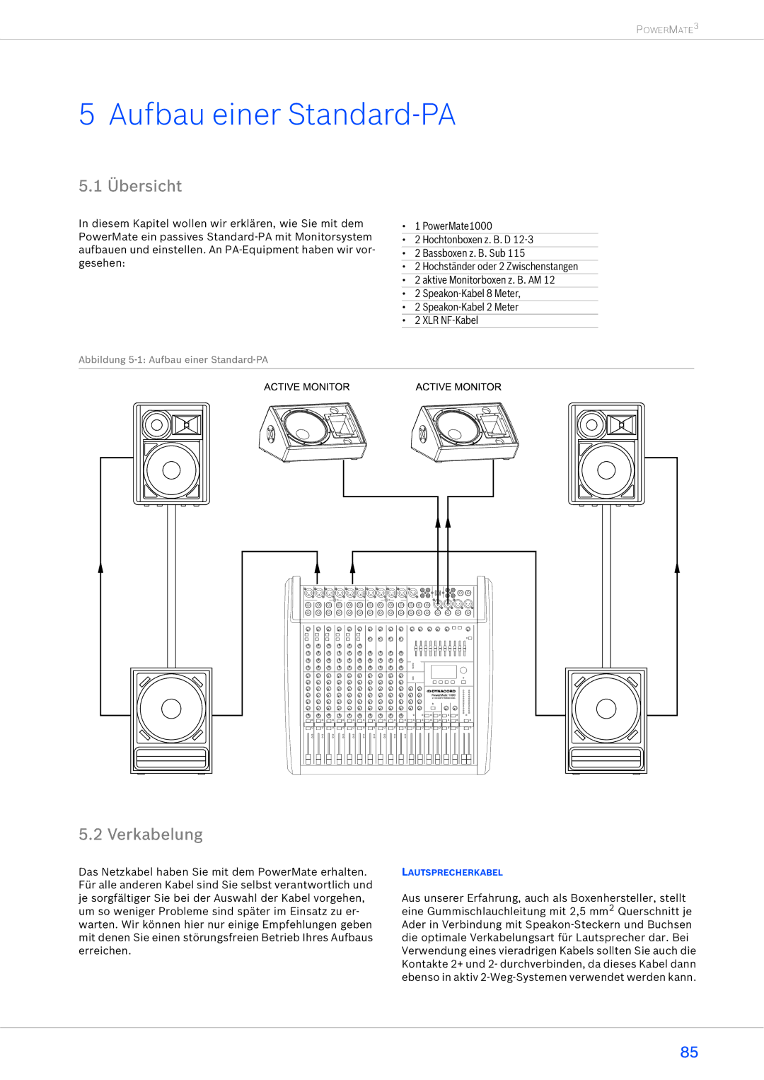 Dynacord 1600-3, 2200-3, 1000-3 owner manual Aufbau einer Standard-PA, Übersicht, Verkabelung 