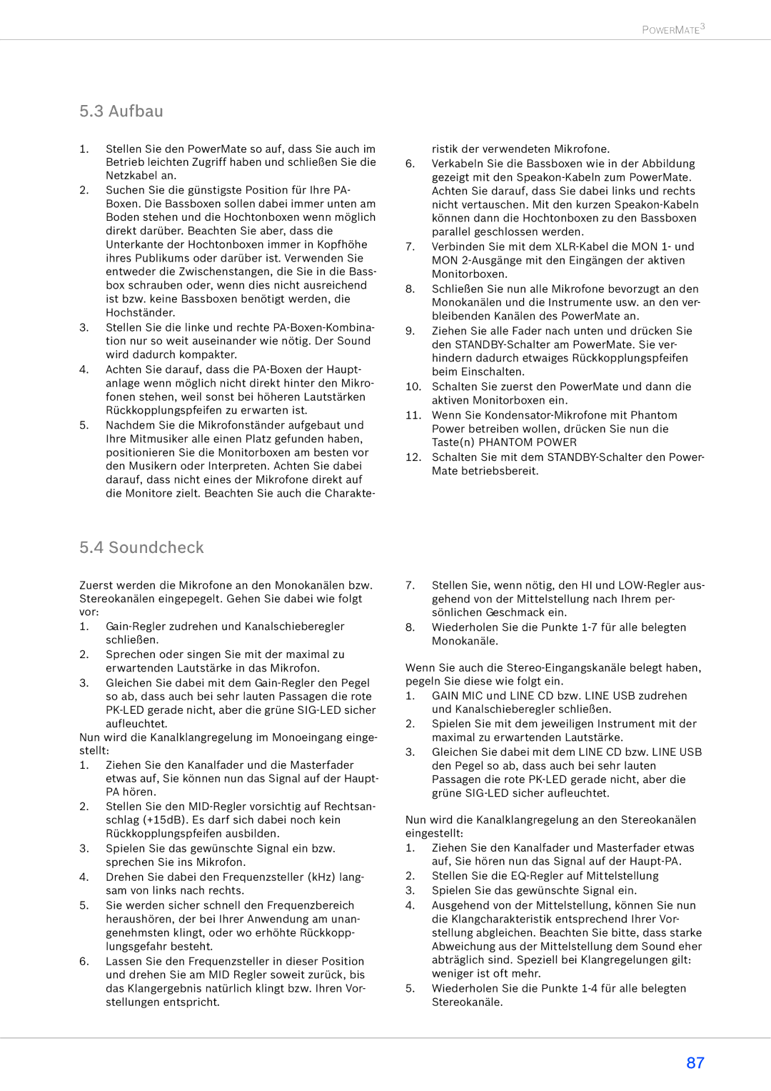 Dynacord 2200-3, 1600-3, 1000-3 owner manual Aufbau, Soundcheck 