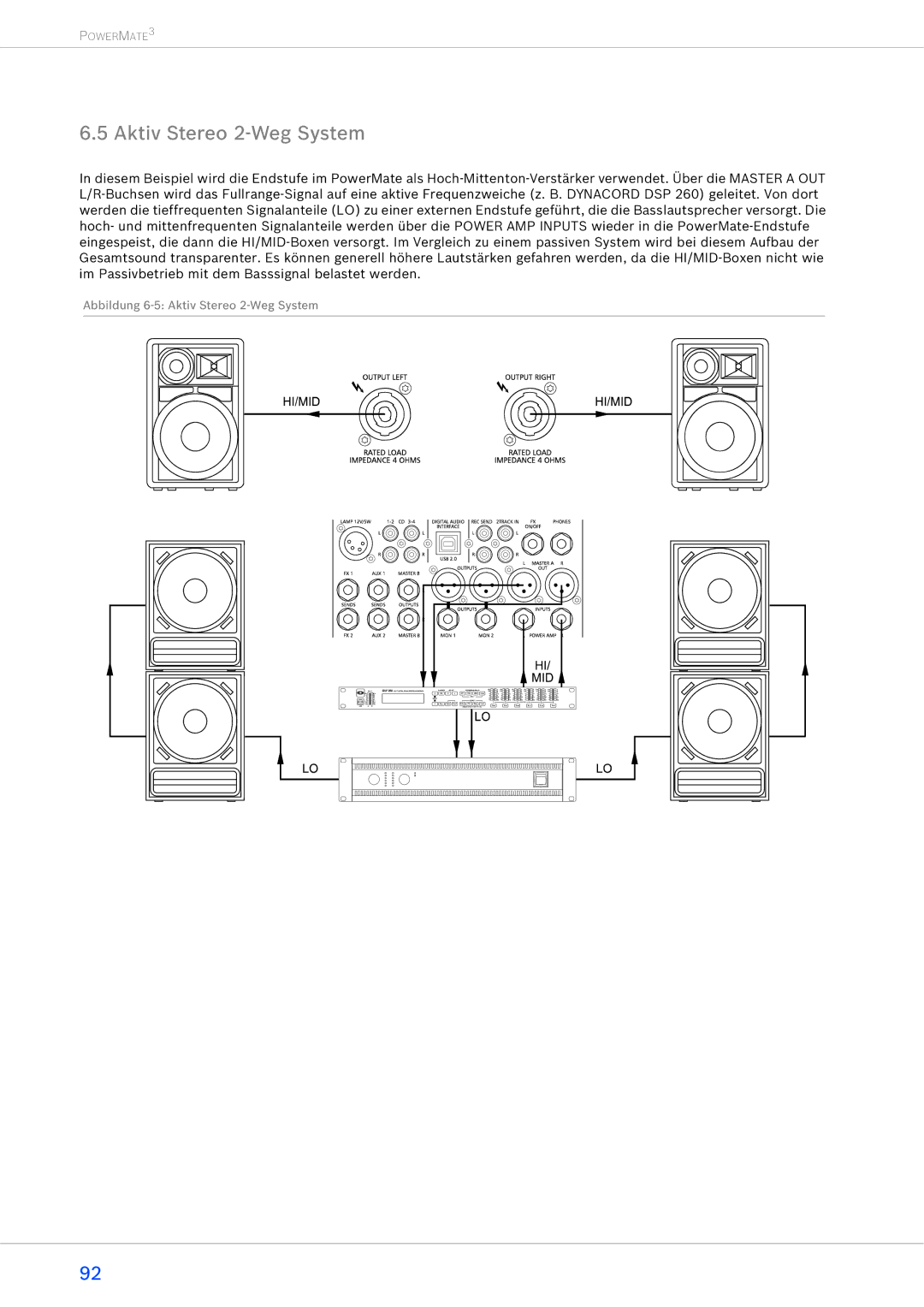 Dynacord 1000-3, 2200-3, 1600-3 owner manual Aktiv Stereo 2-Weg System 