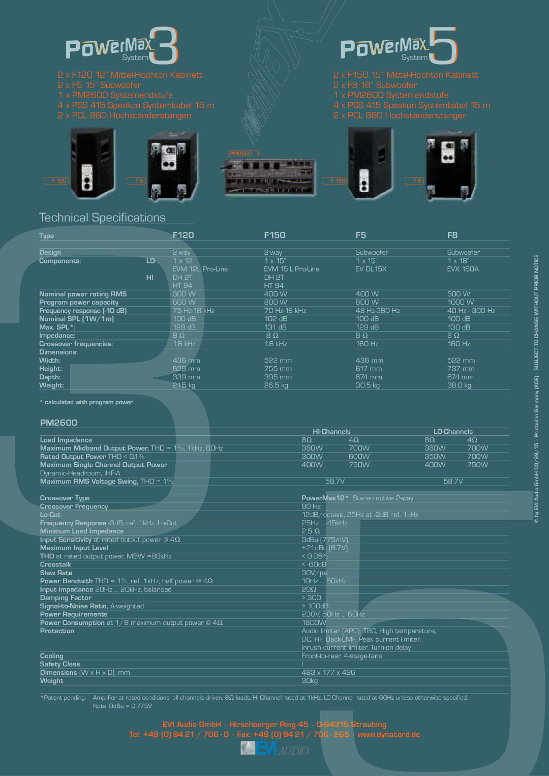 Dynacord 3&5 manual Technical Specifications 