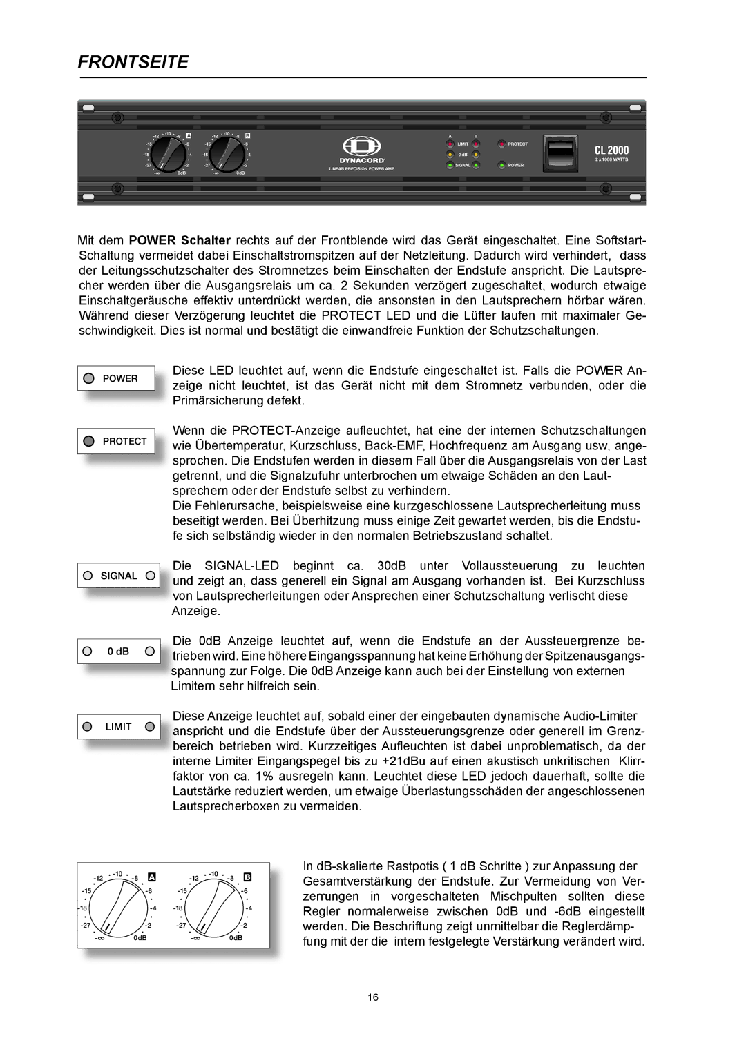 Dynacord CL 800 owner manual Frontseite 