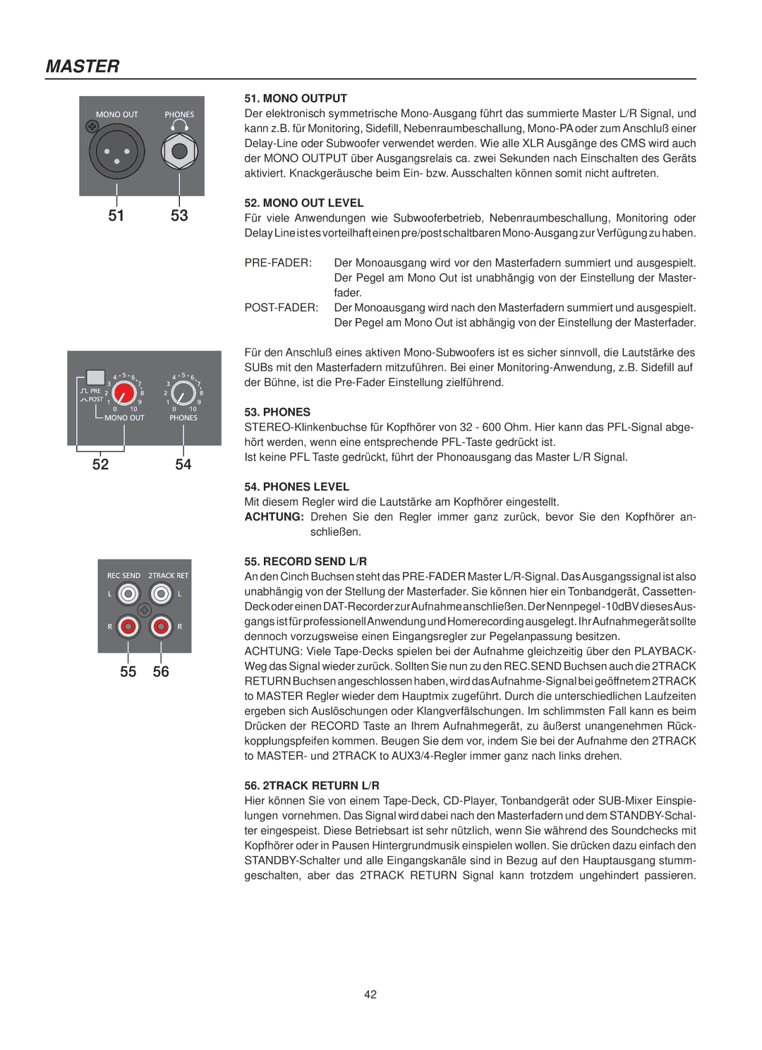 Dynacord CMS 1000, 1600, 2200 owner manual Mono OUT Level, Phones 