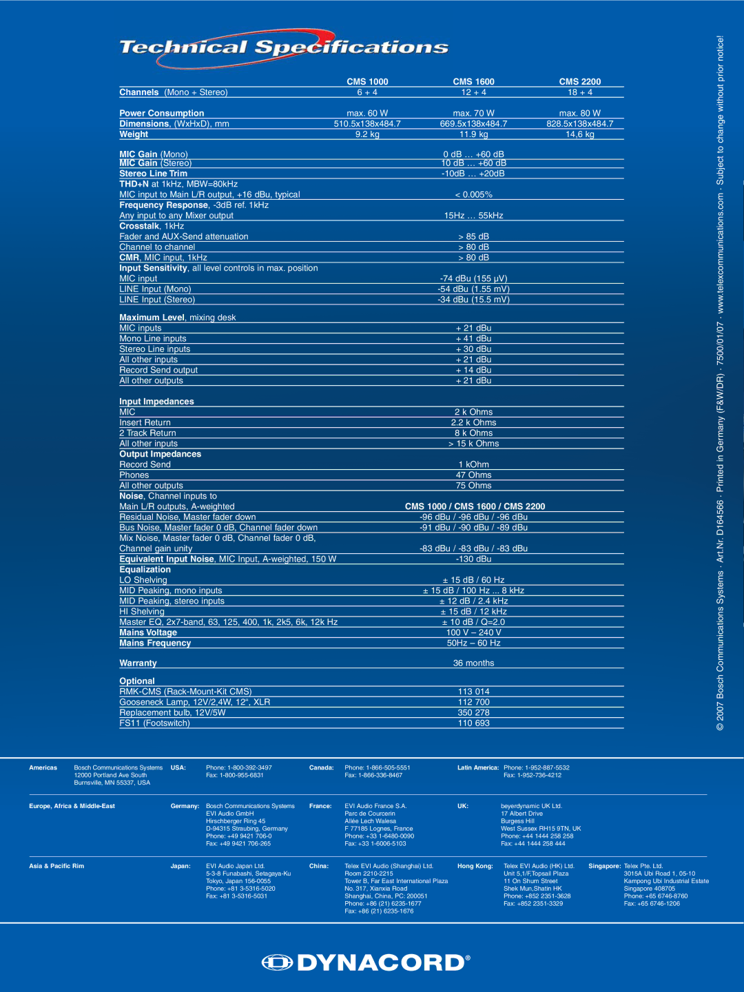 Dynacord Compact Mixing System manual Cms 