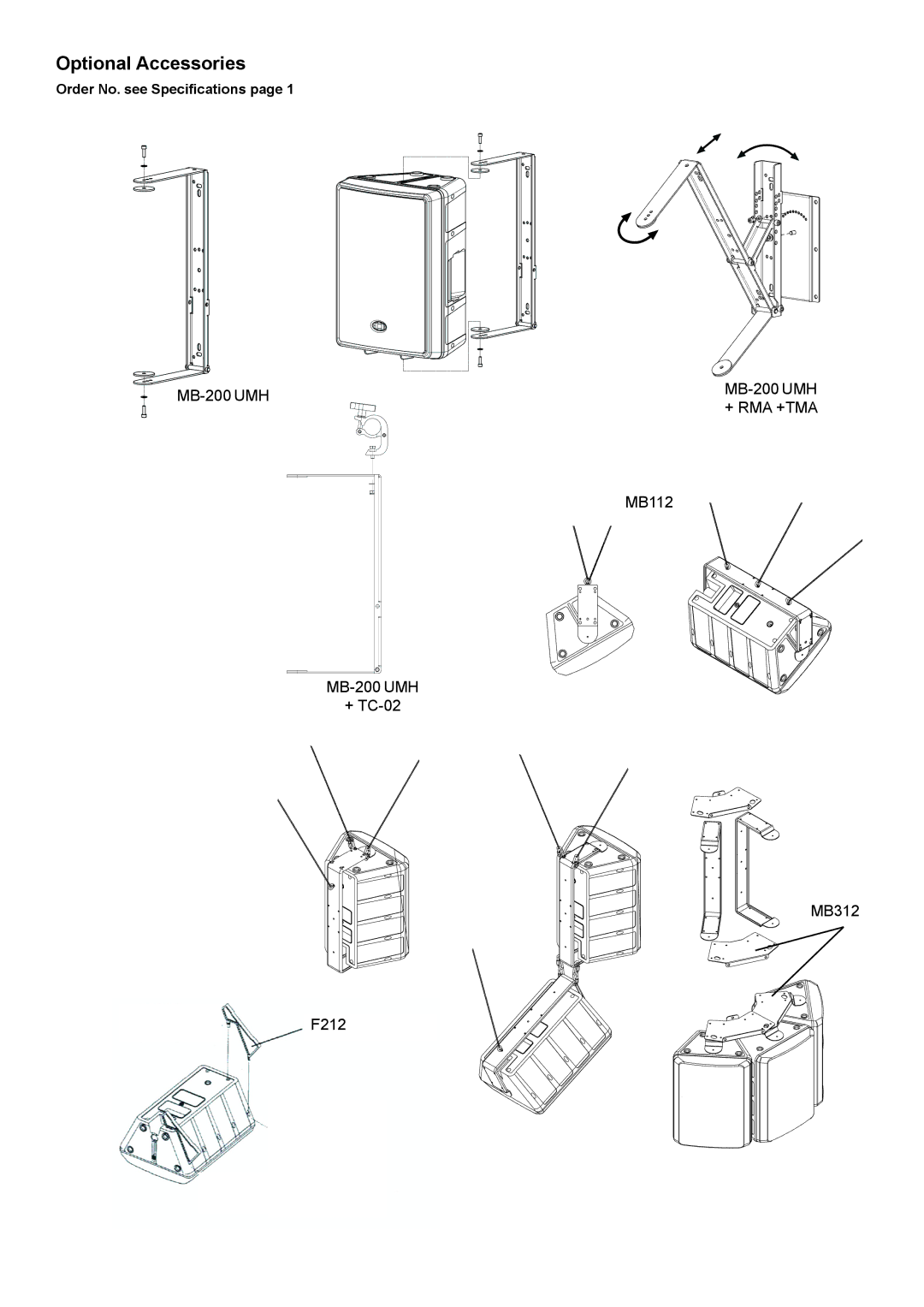 Dynacord D12W specifications Optional Accessories 