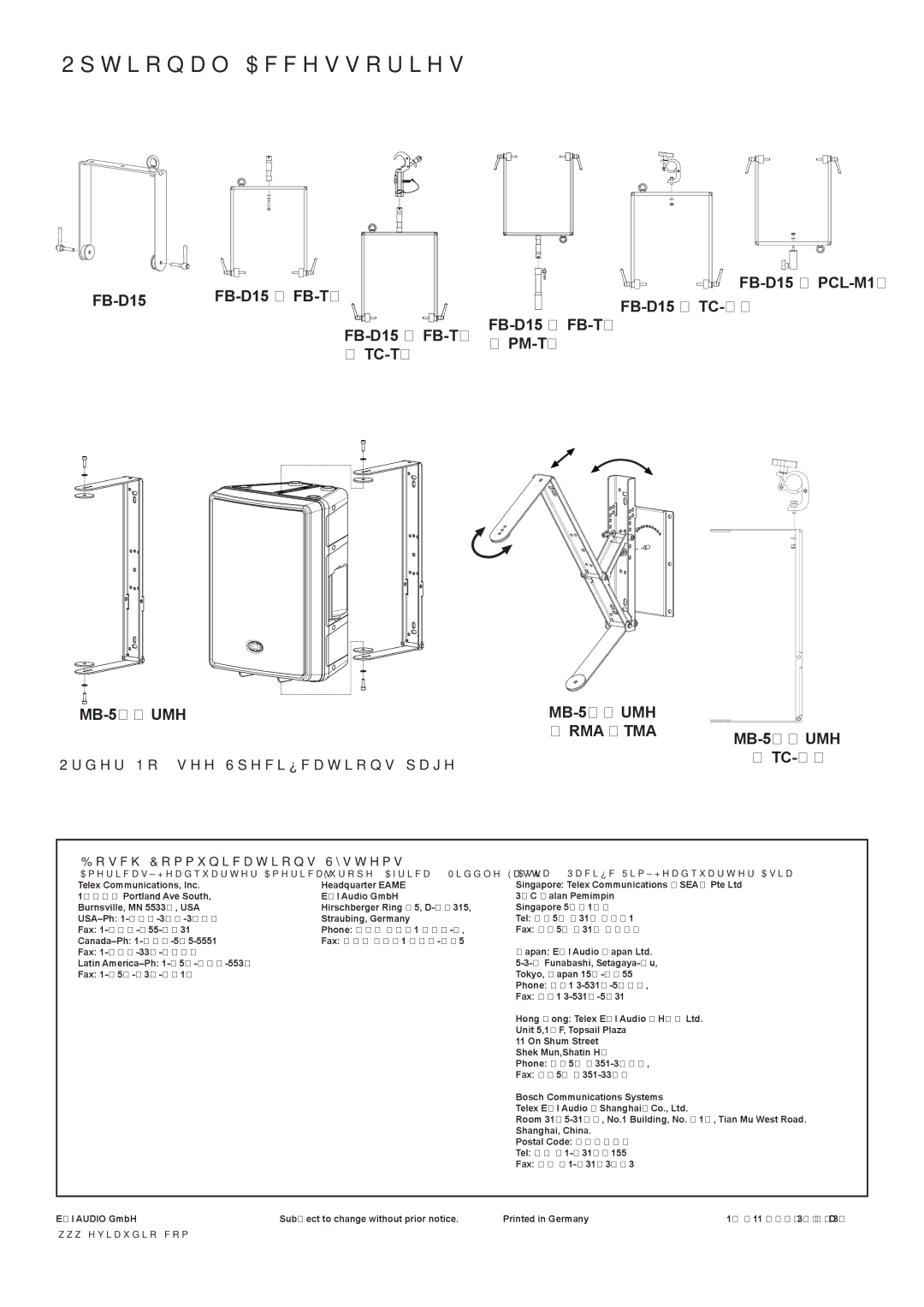 Dynacord D15-3 specifications + Rma +Tma, + TC-02 