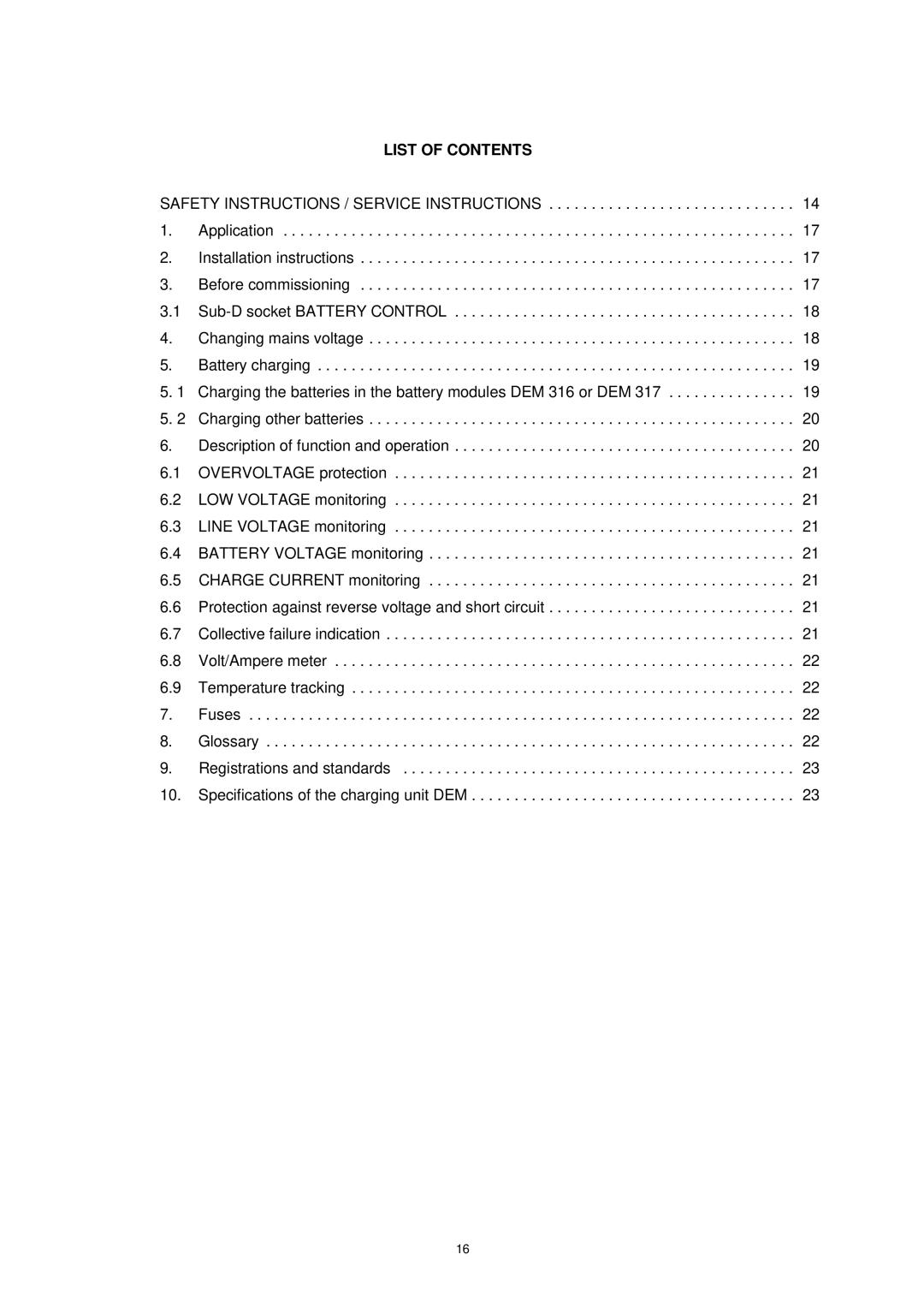 Dynacord DEM 313 owner manual List of Contents 