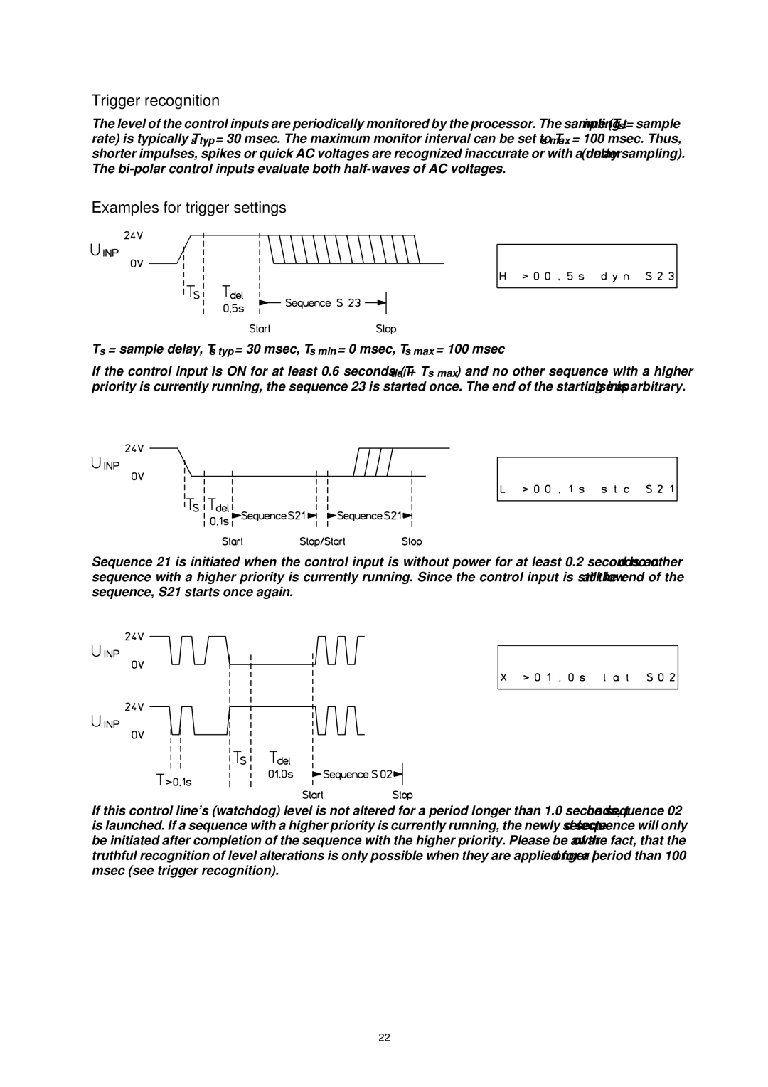 Dynacord DMM 4650 owner manual Trigger recognition, Examples for trigger settings 