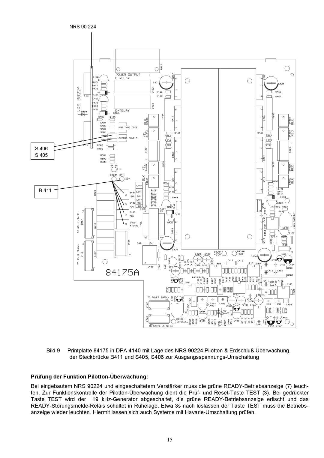 Dynacord DPA 4120, DPA 4140 owner manual Prüfung der Funktion Pilotton-Überwachung 