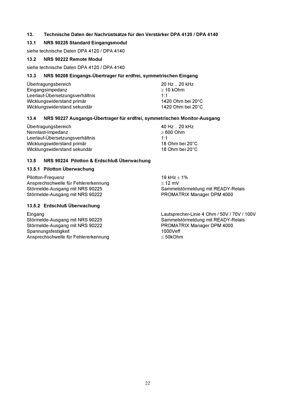 Dynacord DPA 4140, DPA 4120 owner manual Erdschluß Überwachung 