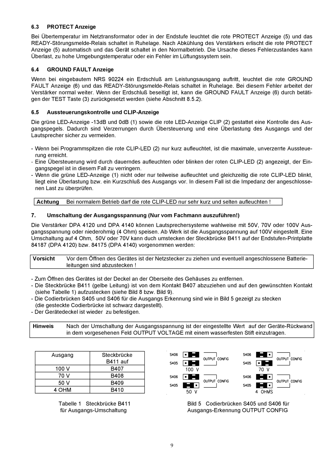 Dynacord DPA 4120, DPA 4140 owner manual Protect Anzeige, Ground Fault Anzeige, Aussteuerungskontrolle und CLIP-Anzeige 