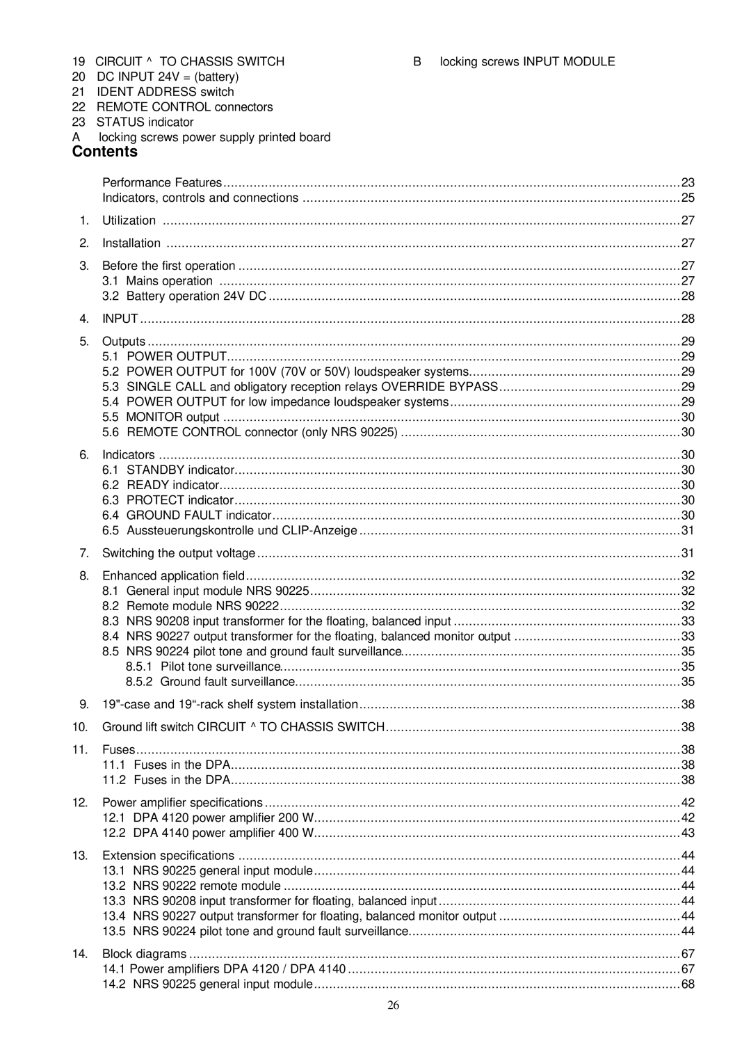 Dynacord DPA 4140, DPA 4120 owner manual Contents 