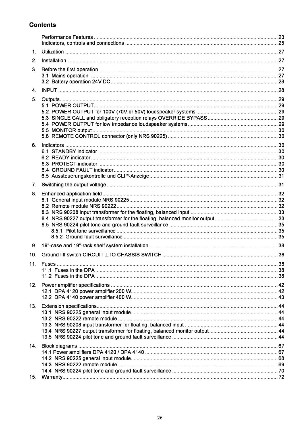Dynacord DPA 4140, DPA 4120 owner manual Contents 