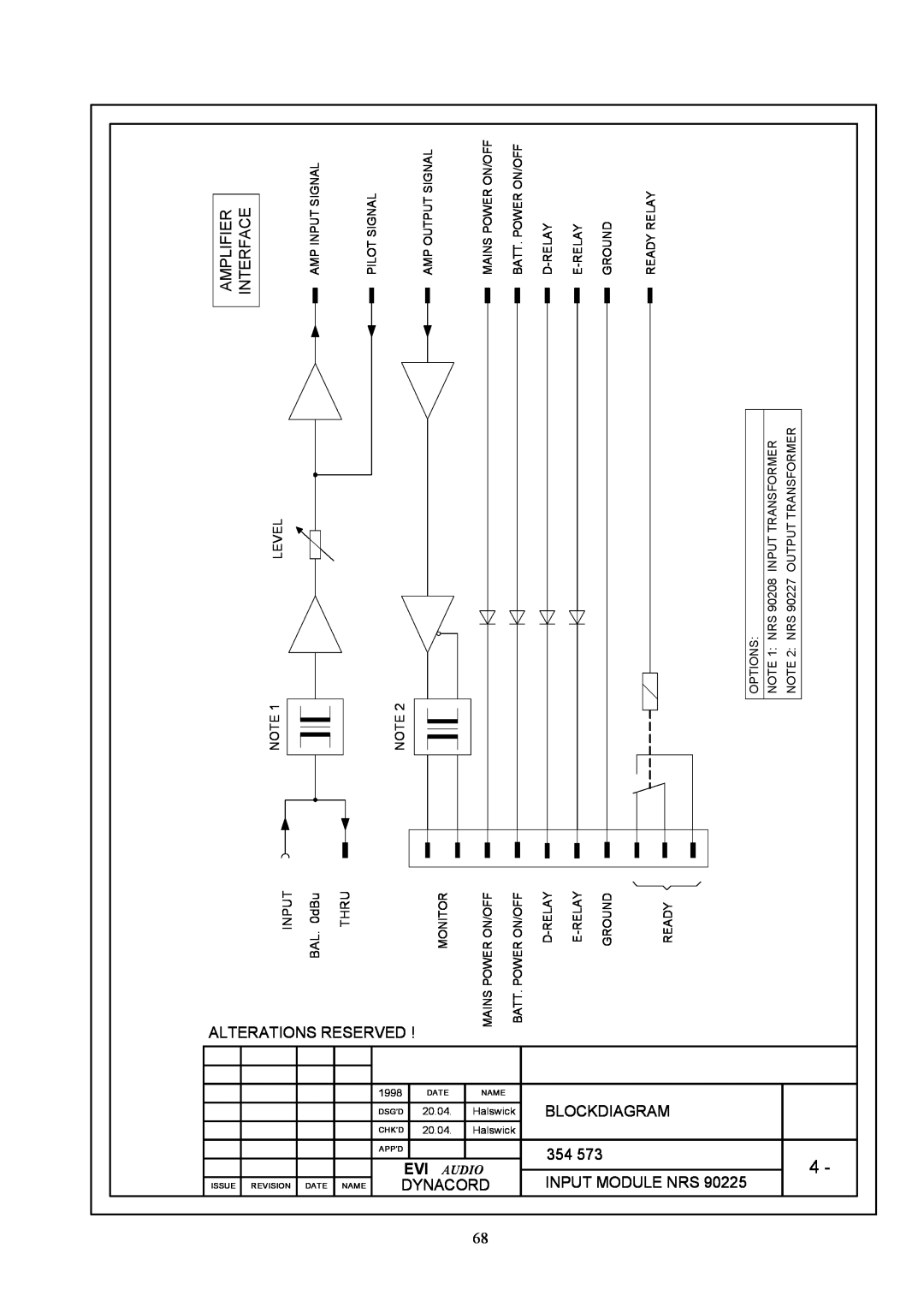 Dynacord DPA 4140, DPA 4120 owner manual Blockdiagram, Input Module Nrs, Level, BAL. 0dBu, Thru, Evi Audio 