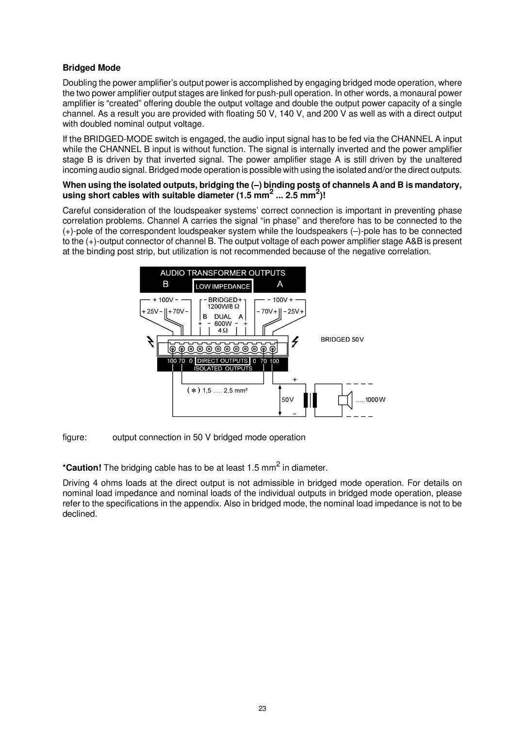 Dynacord DPA 4260, DPA 4245 owner manual Bridged Mode 