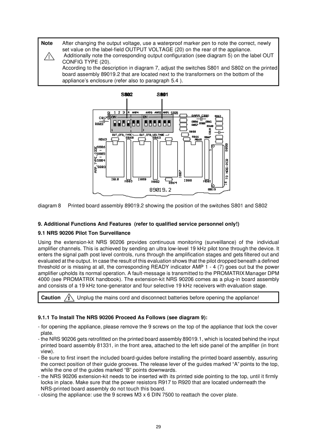 Dynacord DPA 4411 owner manual To Install The NRS 90206 Proceed As Follows see diagram 