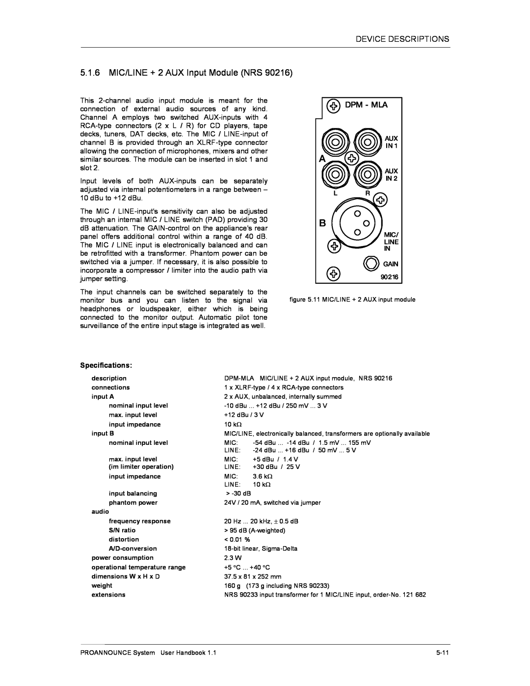 Dynacord DPM 4000 manual 5.1.6 MIC/LINE + 2 AUX Input Module NRS 