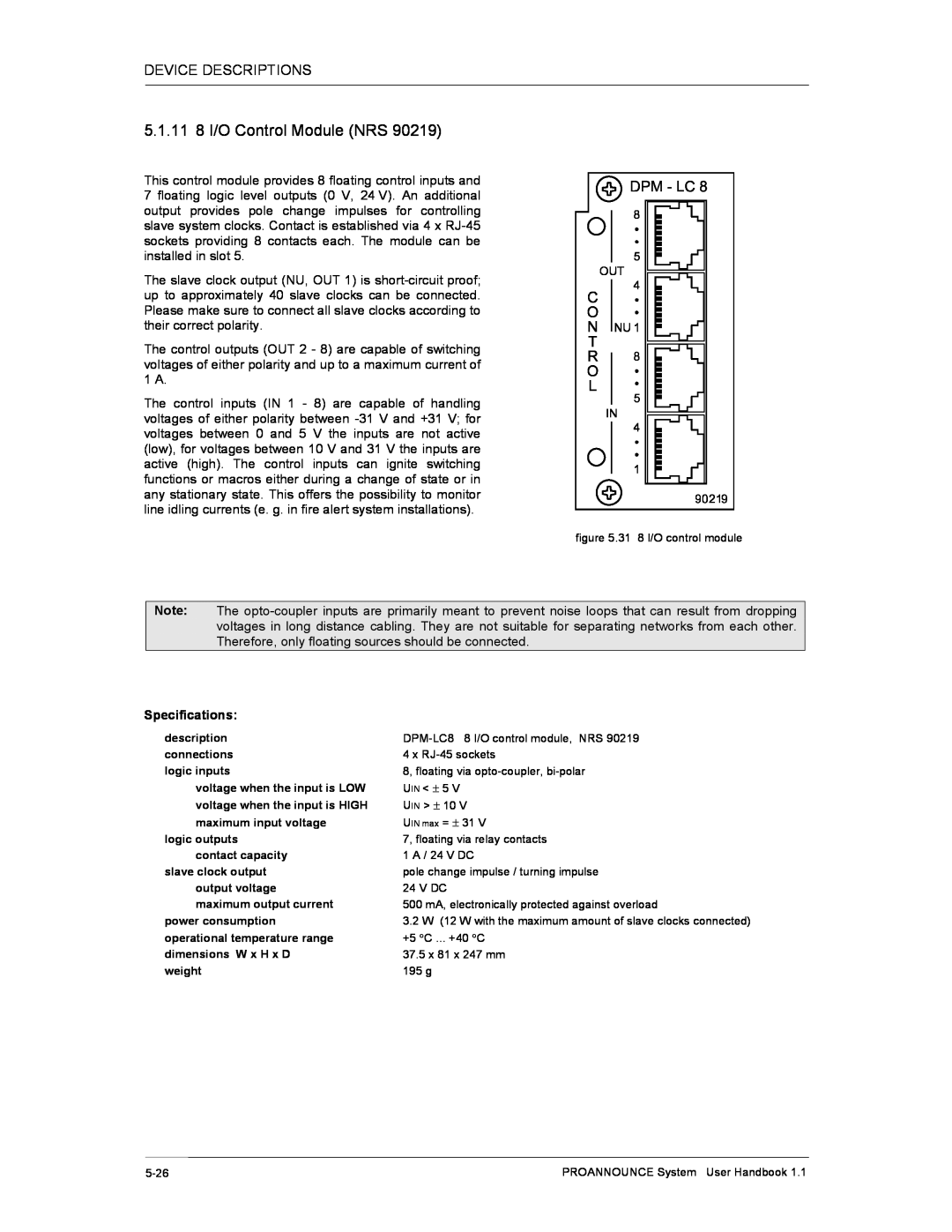 Dynacord DPM 4000 manual 5.1.11 8 I/O Control Module NRS 