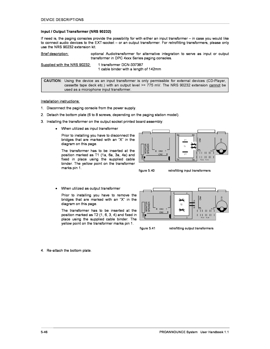 Dynacord DPM 4000 manual Input / Output Transformer NRS 