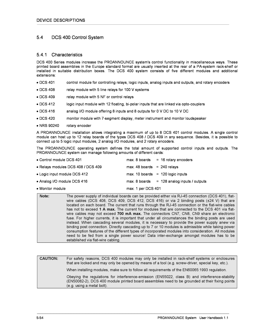 Dynacord DPM 4000 manual 5.4DCS 400 Control System 5.4.1 Characteristics 