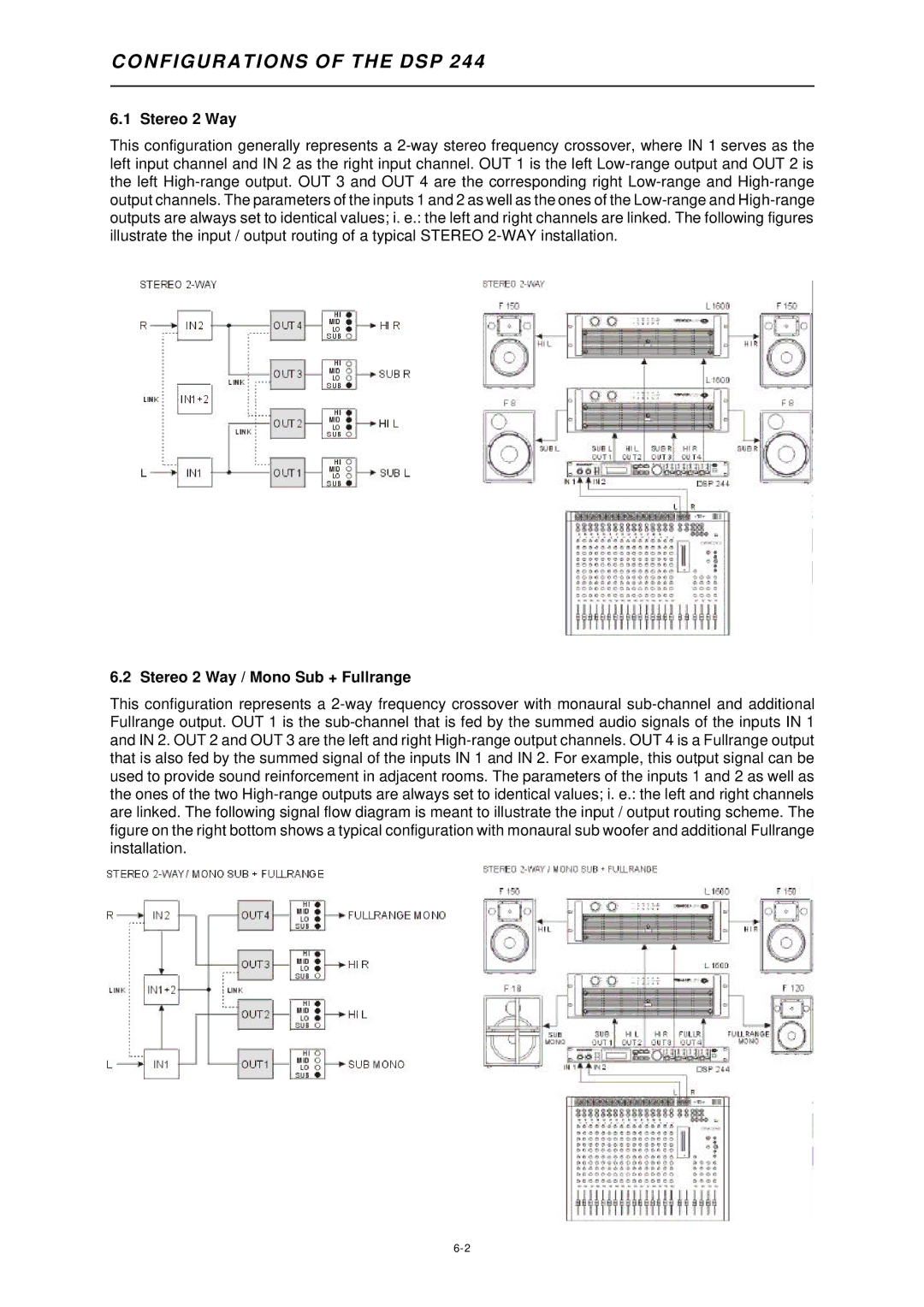 Dynacord DSP 244 owner manual N Figurations of the DSP, Stereo 2 Way 