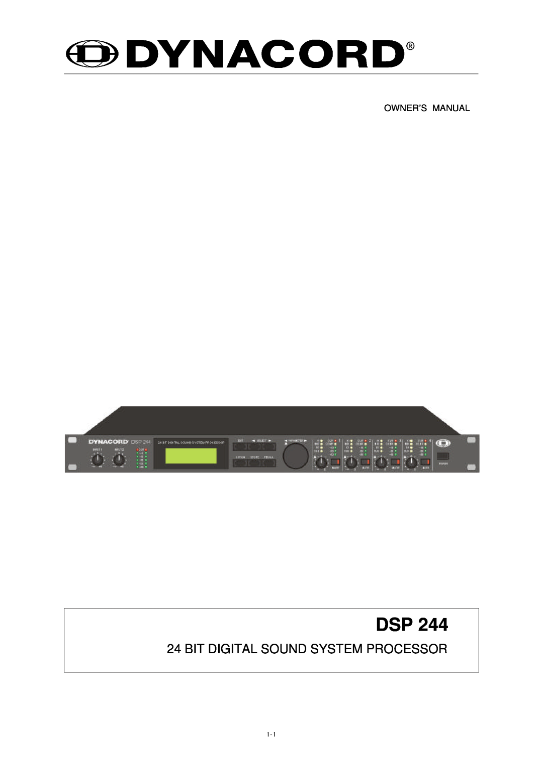 Dynacord DSP 244 owner manual Bit Digital Sound System Processor 