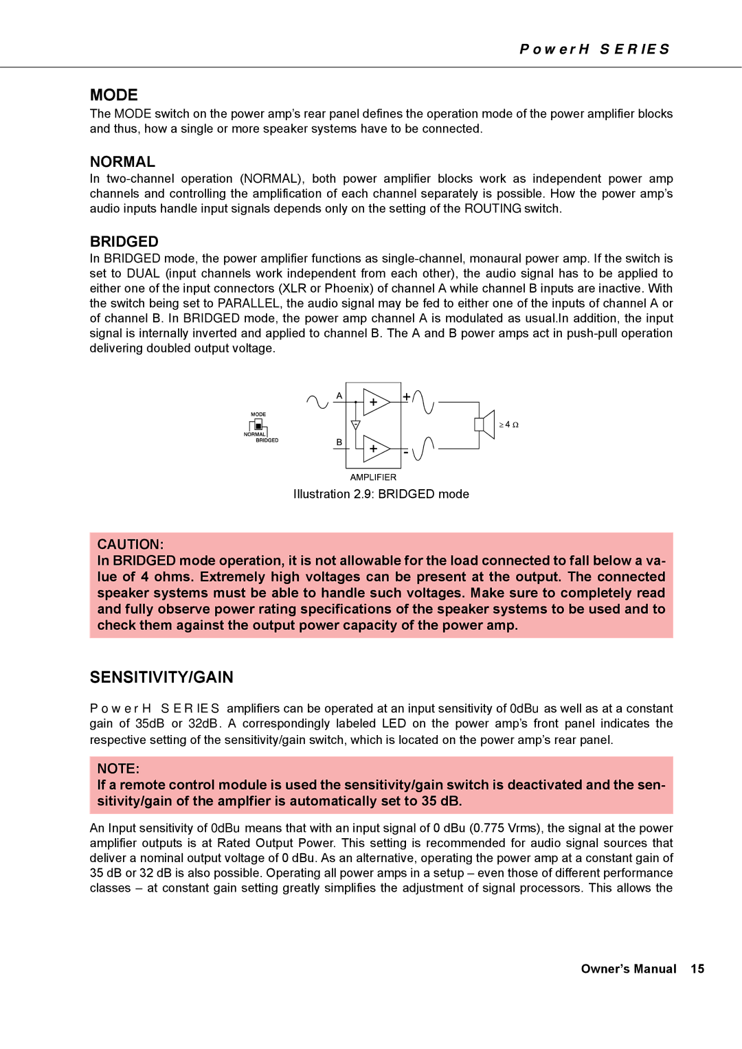 Dynacord H 5000, H 2500 owner manual Mode 