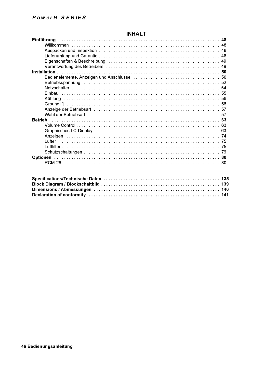 Dynacord H 2500, H 5000 owner manual Bedienungsanleitung 