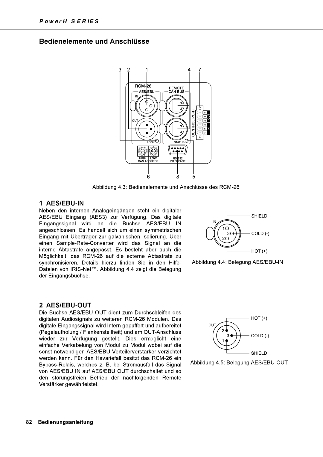 Dynacord H 2500, H 5000 owner manual Bedienelemente und Anschlüsse 