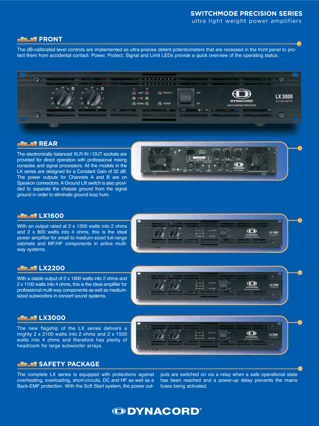 Dynacord LX2200, LX1600, LX3000 manual Safety Package 