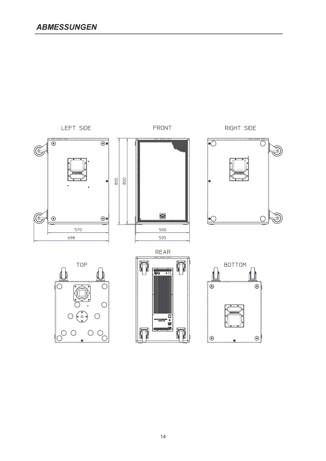 Dynacord M 18 owner manual Abmessungen 