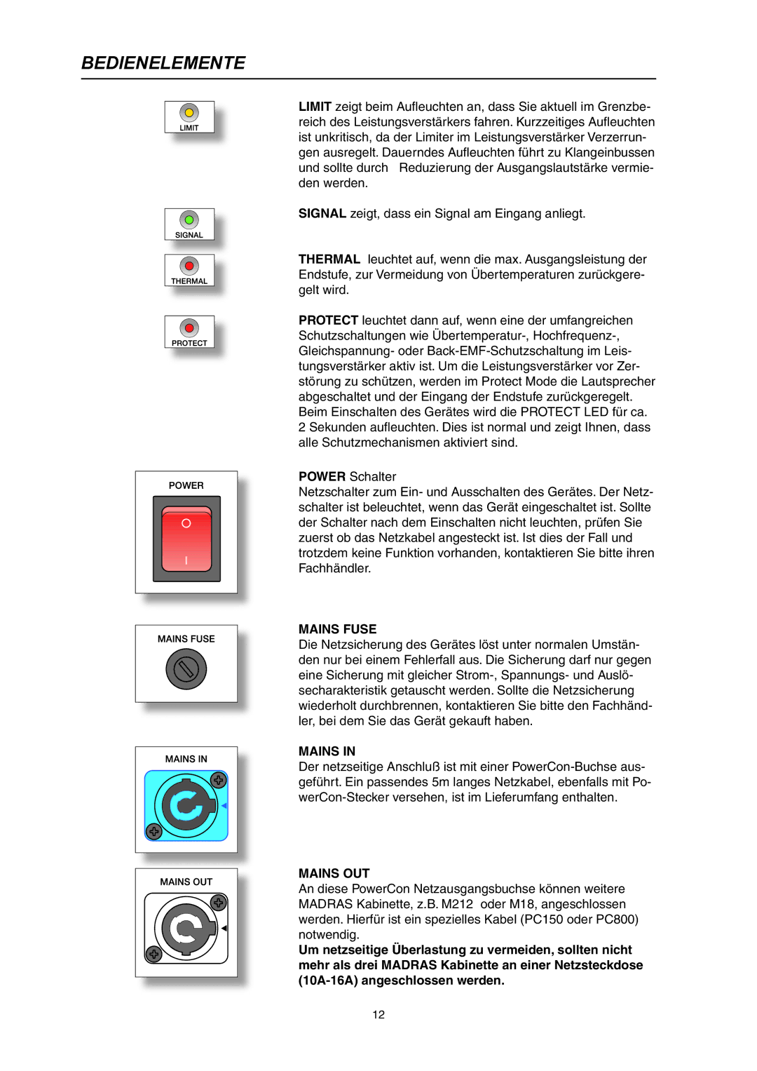 Dynacord Madras M 212 owner manual Mains Fuse 