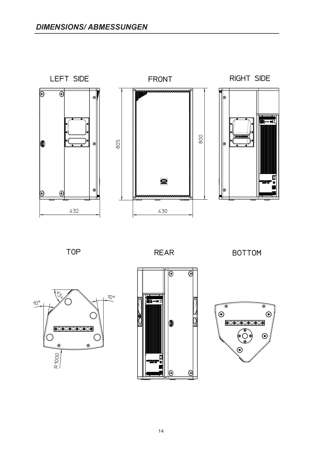 Dynacord Madras M 212 owner manual DIMENSIONS/ Abmessungen 