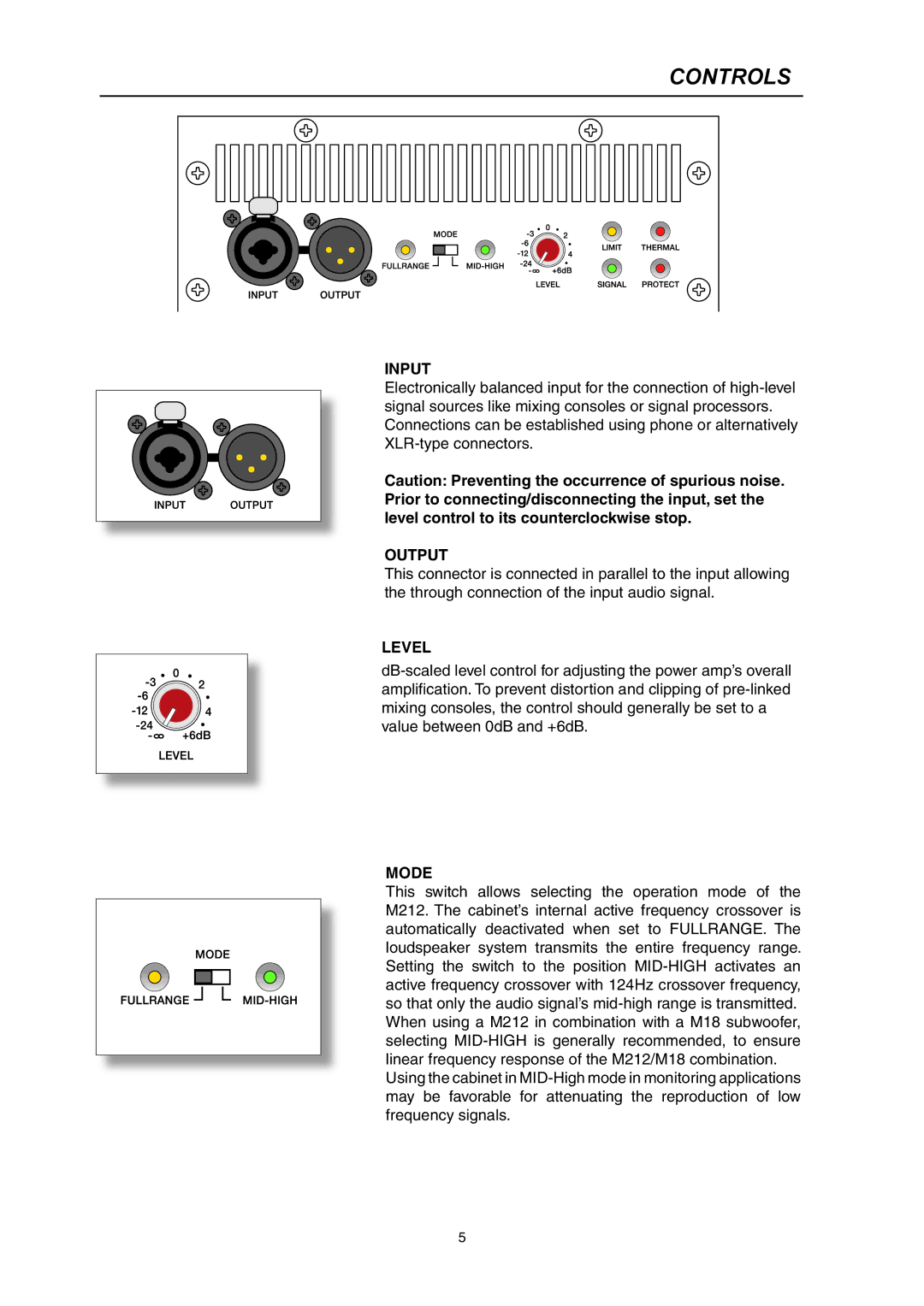 Dynacord Madras M 212 owner manual Controls, Input 