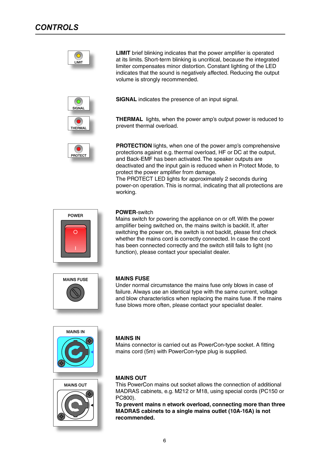 Dynacord Madras M 212 owner manual Mains Fuse 