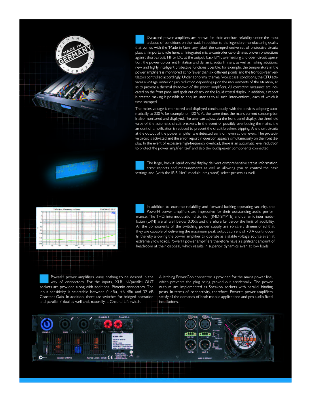 Dynacord PowerH Series manual Parallel / dual as well and, naturally, a Ground Lift switch 