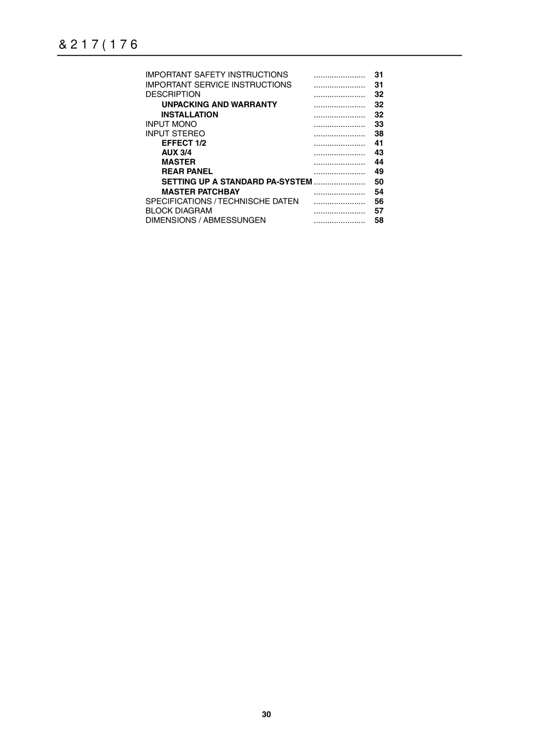 Dynacord PowerMate 1600 owner manual Contents 