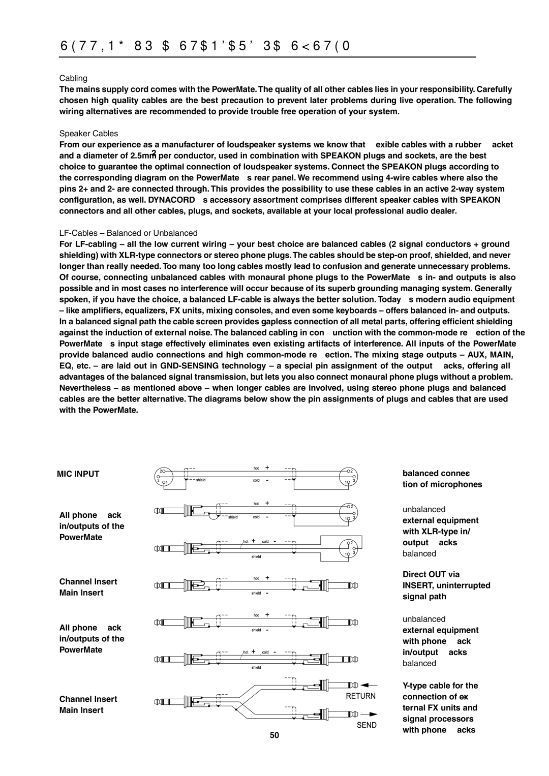 Dynacord PowerMate 1600 Setting UP a Standard PA-SYSTEM, Cabling, Speaker Cables, LF-Cables Balanced or Unbalanced? 