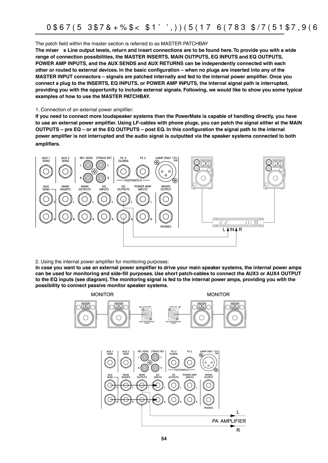 Dynacord PowerMate 1600 Master Patchbay and Different Setup Alternatives, Connection of an external power amplifier 