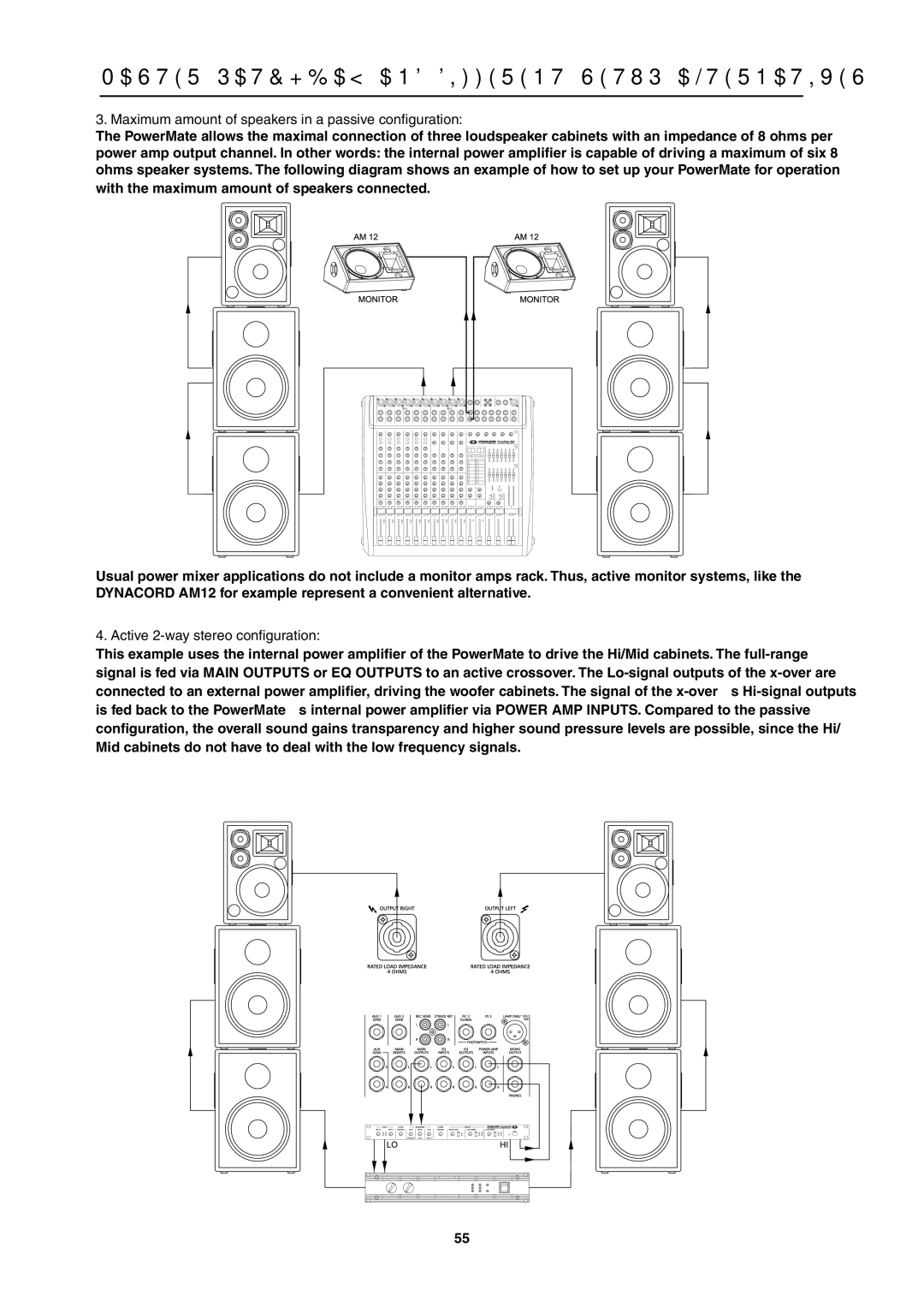 Dynacord PowerMate 1600 Maximum amount of speakers in a passive configuration, Active 2-way stereo configuration 